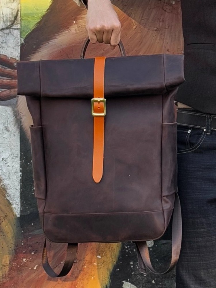 Large Capacity Mens Genuine Le - Leather Backpack Vintage avis et prix