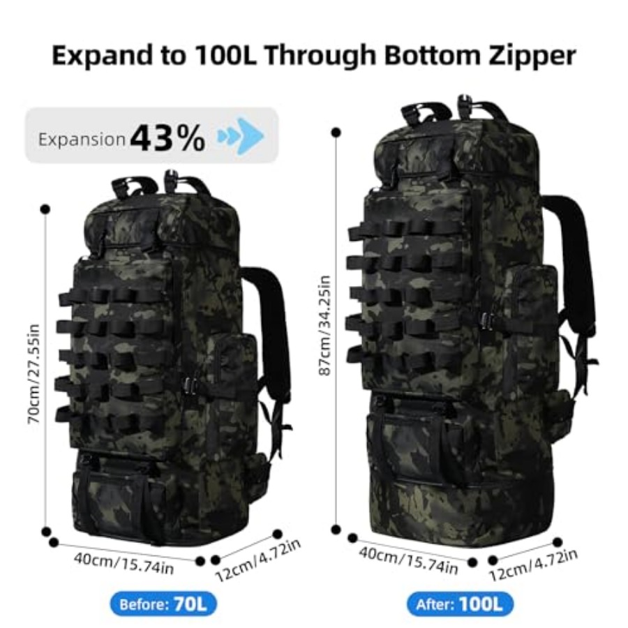 70L/100L Camping Hiking Backpa - Hiking Backpack Waterproof avis et prix