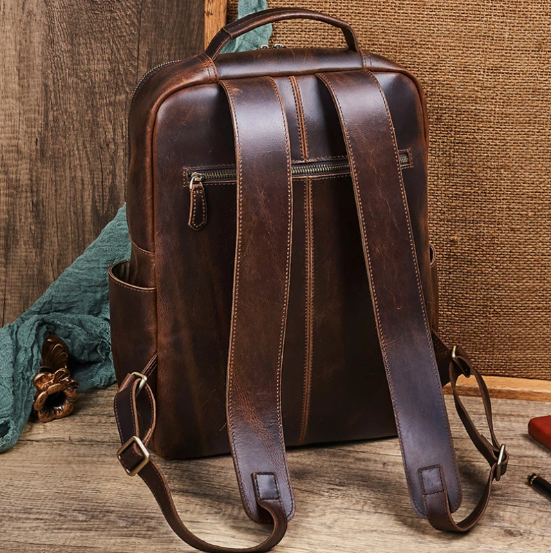 Men's Top Grain Waxed Leather  - Leather Backpack Vintage avis et prix