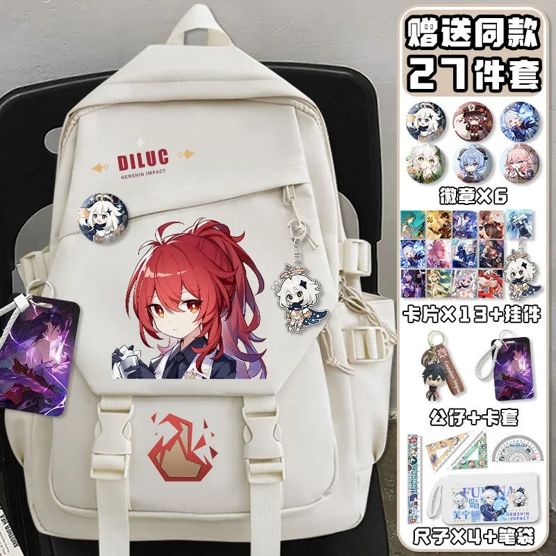 Black White, Genshin Impact, S - School Backpack Teen avis et prix