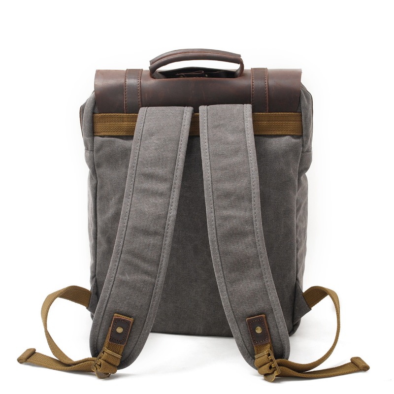 Military Canvas Leather Backpa - Rucksack Military Style avis et prix