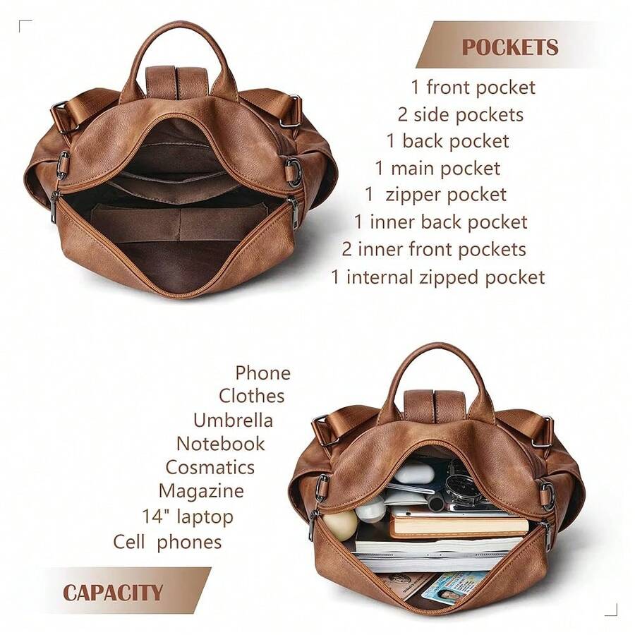 Women Fashion Vintage Brown PU - Leather Backpack Vintage avis et prix