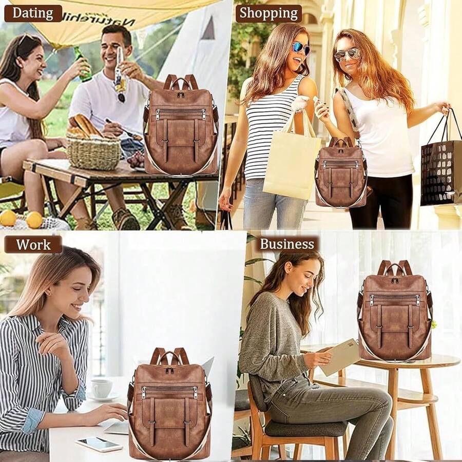 Women Fashion Vintage Brown PU - Leather Backpack Vintage avis et prix